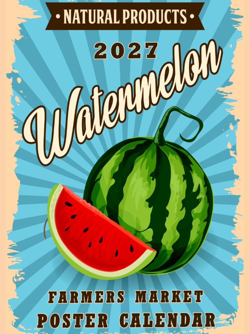 2027 Wall Oversized Art Poster Calendar Spiral-bound - Farmer Market